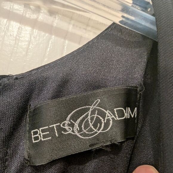 Betsy & Adam Navy Black rimestone Dropped Waist Cocktail formal party Dress sz L - Picture 7 of 8